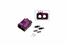 FAKRA double socket - female [Coding D / bordeaux violet]