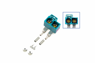 FAKRA double socket - angled like 6Q0 035 675 K [Coding C / signal blue]